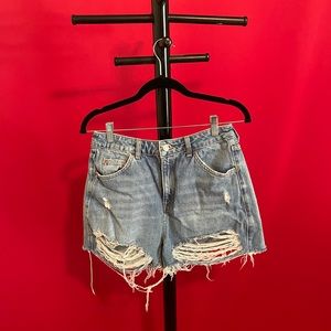 Topshop a-line Mom Shorts in mid blue